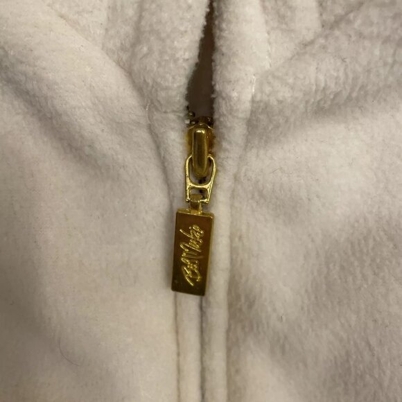 Bob Mackie Wearable Art Jacket Size L Embroidered Floral Full Zip Fleece Cream - Picture 5 of 14